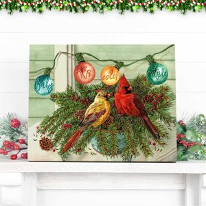 Christmas Cardinal Canvas Baby ItS Cold Outside Wall Art Decor 1