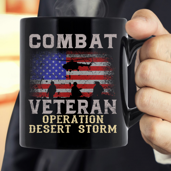 Combat Veteran Operation Desert Storm Military USA Flag Mug