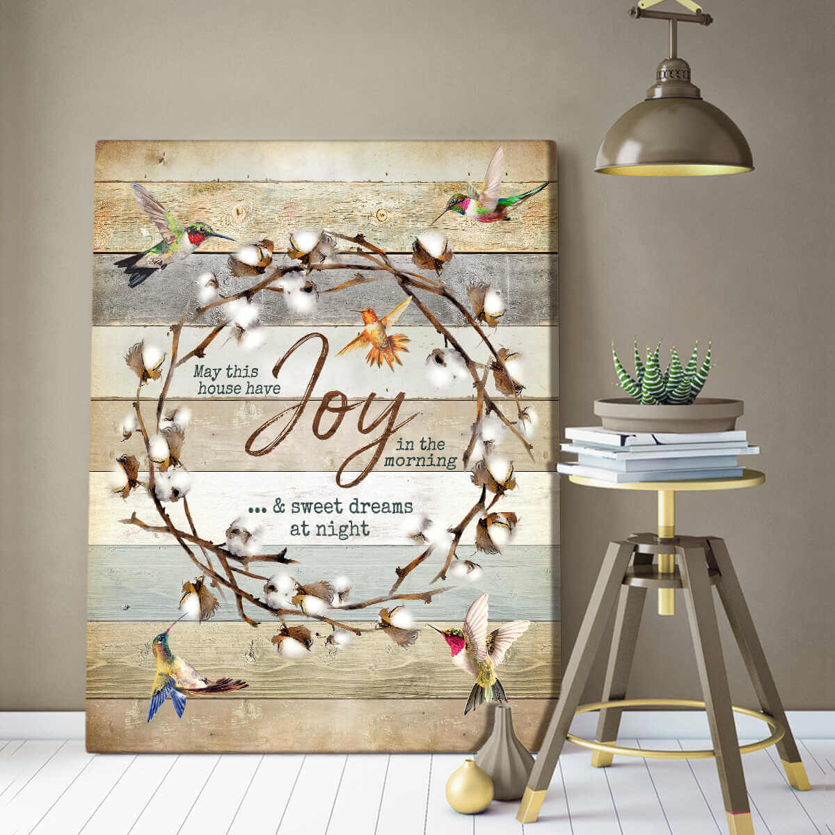 Cotton-Flowers-And-Hummingbirds-Canvas-May-This-House-Have-Joy-In-The-Morning-And-Sweet-Dreams-At-Night-Wall-Art-Decor-3 Cotton Flowers And Hummingbirds Canvas May This House Have Joy In The Morning And Sweet Dreams At Night Wall Art Decor 3