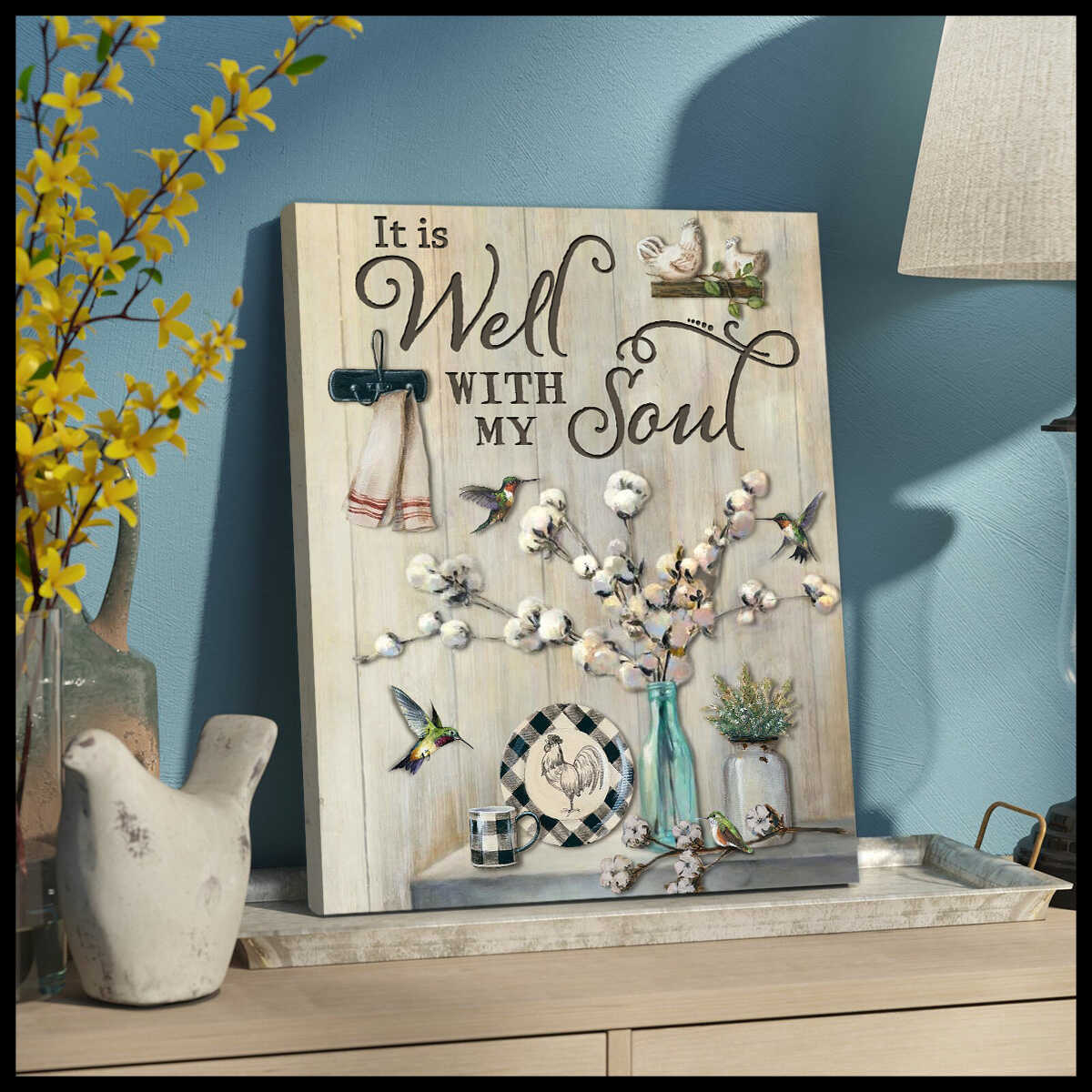 Cotton-Flowers-Hummingbird-It-Is-Well-With-My-Soul-Farm-Farmhouse-Canvas-Prints-Wall-Art-Decor Cotton Flowers Hummingbird It Is Well With My Soul Farm Farmhouse Canvas Prints Wall Art Decor