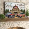 Couple Pick-Up Truck And Country Barn God Blessed Custom Names And Place Personalized Canvas Prints Wall Art Decor