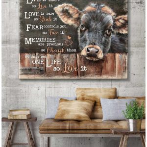 Cow Canvas Live It Wall Art Decor 1