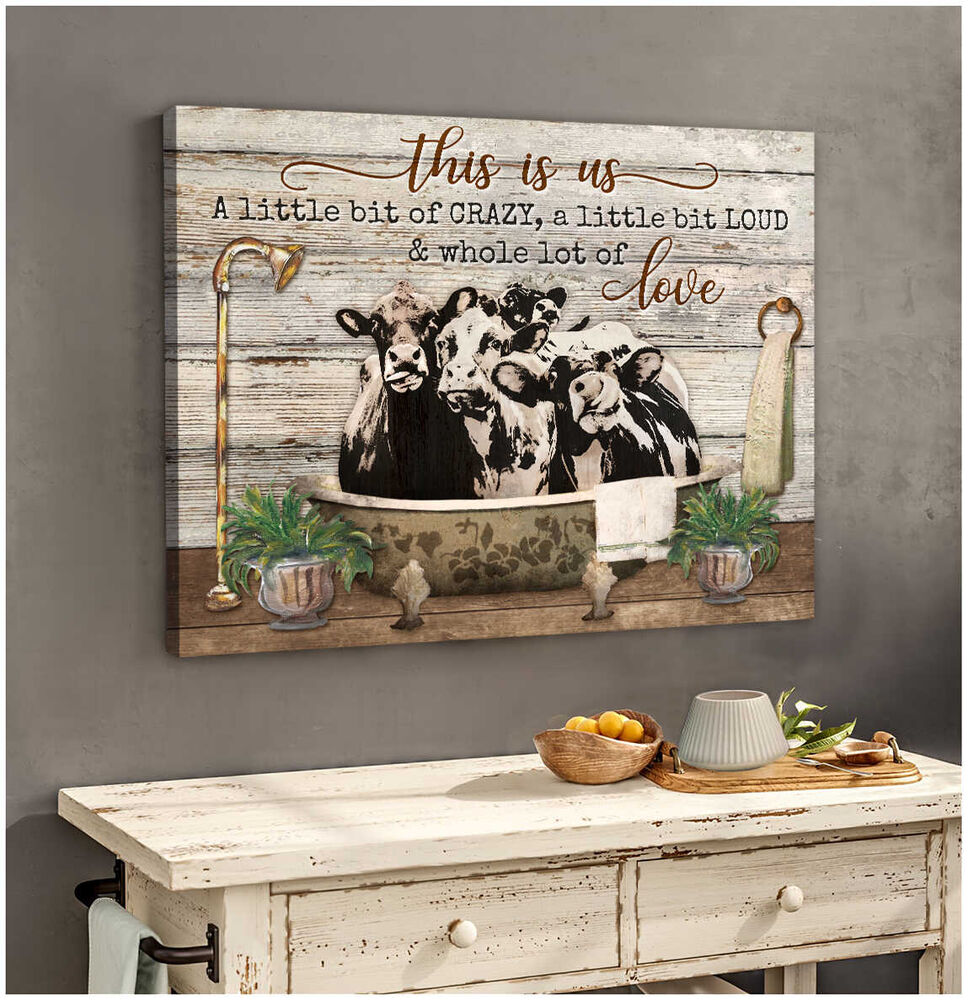 Cows-In-Bathtub-This-Is-Us-Canvas-Wall-Art-Farmhouse-Decor-3 Cows In Bathtub This Is Us Canvas Wall Art Farmhouse Decor 3