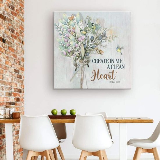 Create In Me A Clean Heart Psalm 5110 Bible Verse Wall Art Canvas 1