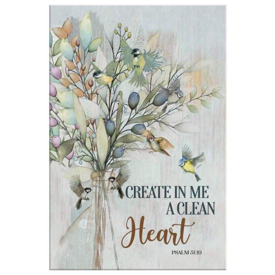 Create In Me A Clean Heart Psalm 5110 Bible Verse Wall Art Canvas 2 1