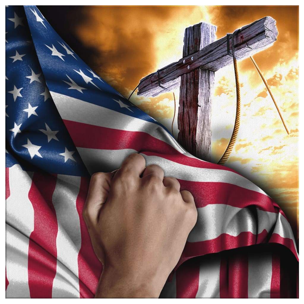 Cross-Christ-American-Flag-Hand-Christian-Canvas-Wall-Art-2 Cross Christ American Flag Hand Christian Canvas Wall Art 2