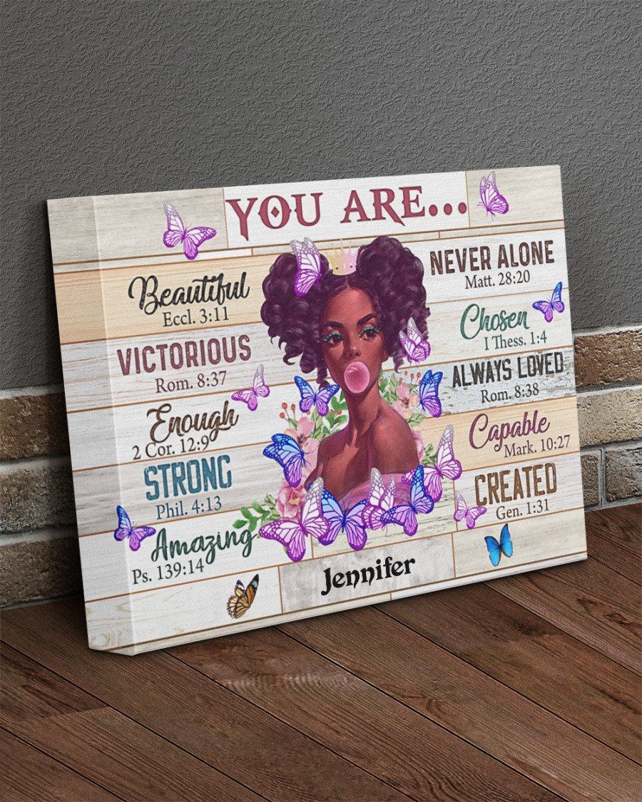 Custom Canvas, Gifts For Daughter, Personalized You Are Beautiful Black