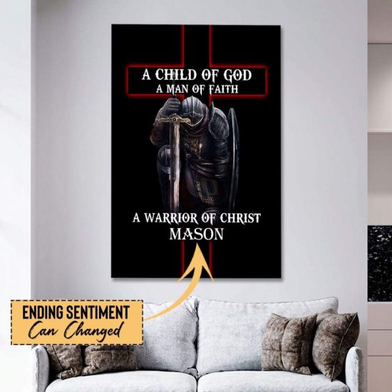 Custom Canvas Print A Child Of God Man Of Faith Warrior Of Christ Wall Art Canvas 1