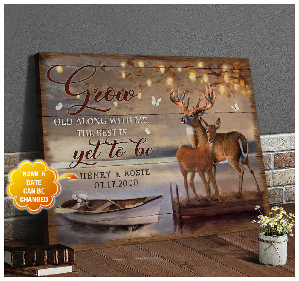 Custom-Grow-Old-Along-With-Me-Deers-Canvas-Prints-Wall-Art-Decor-2 Custom Grow Old Along With Me Deers Canvas Prints Wall Art Decor 2