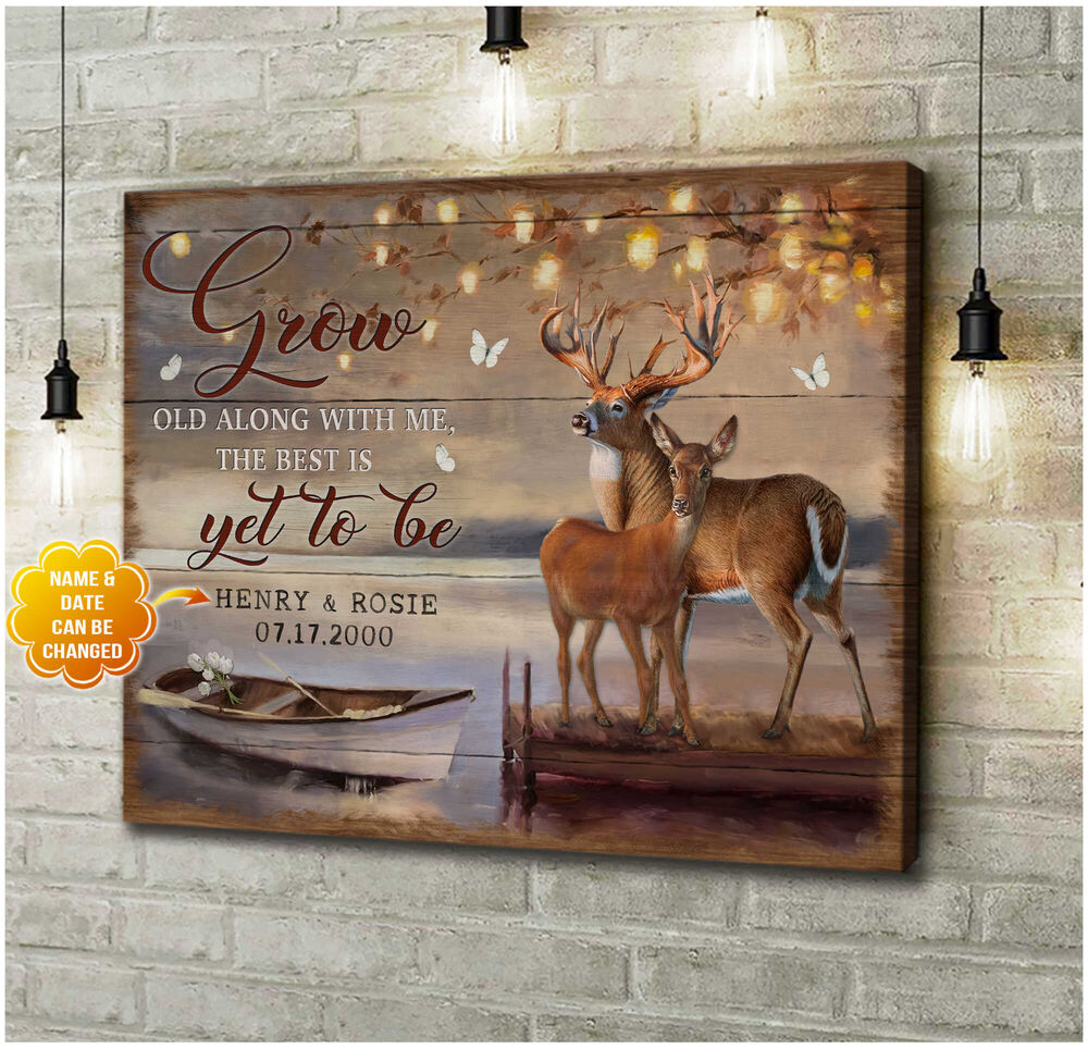 Custom-Grow-Old-Along-With-Me-Deers-Canvas-Prints-Wall-Art-Decor-3 Custom Grow Old Along With Me Deers Canvas Prints Wall Art Decor 3