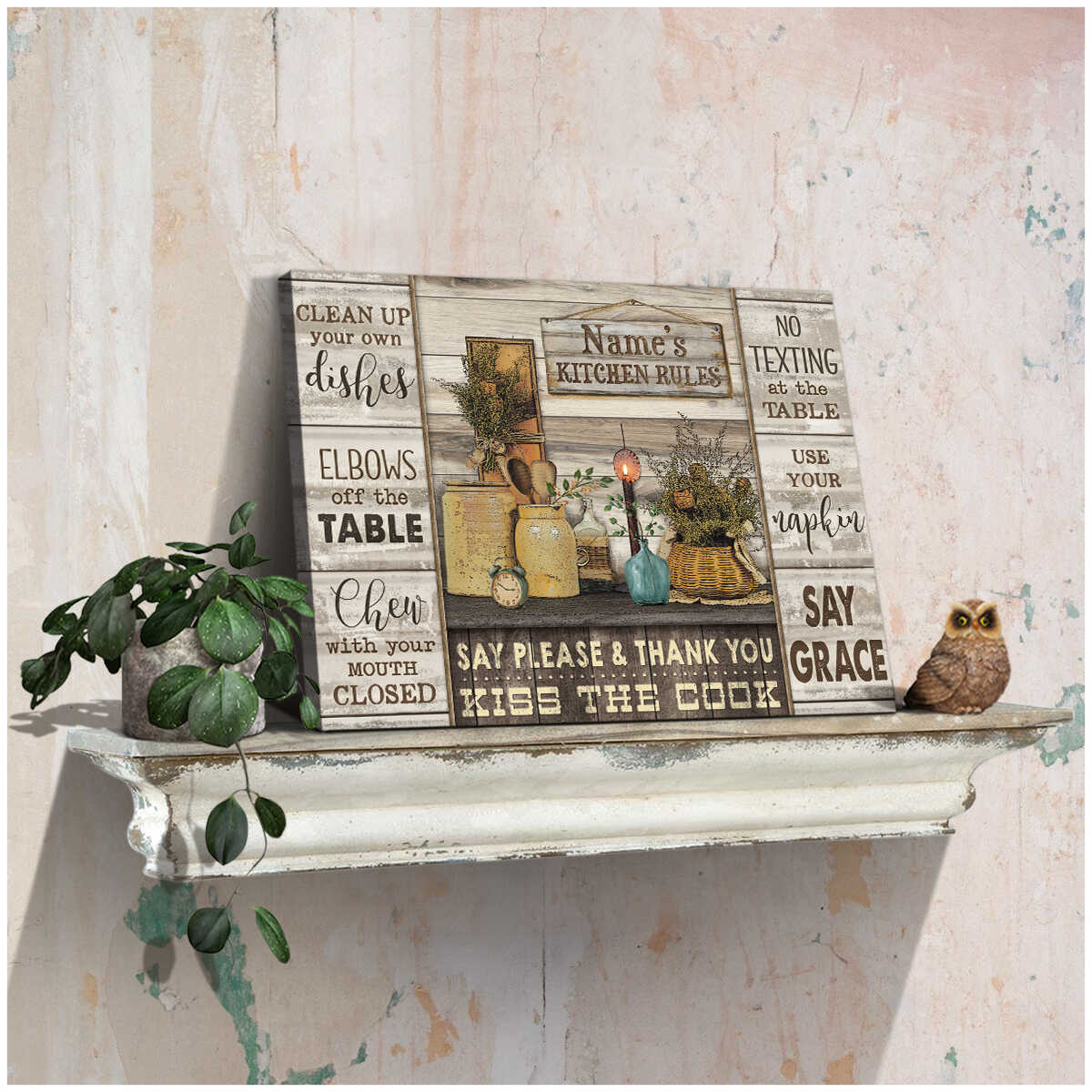 Custom-Name-Farmhouse-Kitchen-Rules-Farm-Farmhouse-Canvas-Prints-Wall-Art-Decor-2 Custom Name Farmhouse Kitchen Rules Farm Farmhouse Canvas Prints Wall Art Decor 2