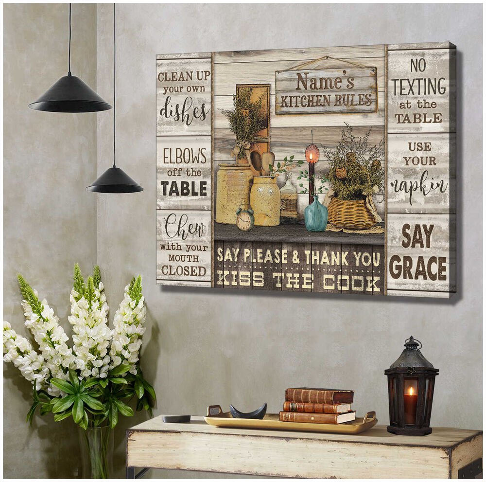 Custom-Name-Farmhouse-Kitchen-Rules-Farm-Farmhouse-Canvas-Prints-Wall-Art-Decor-3 Custom Name Farmhouse Kitchen Rules Farm Farmhouse Canvas Prints Wall Art Decor 3