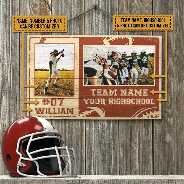Custom Photo American Football Highschool Team Custom Wood Rectangle Sign