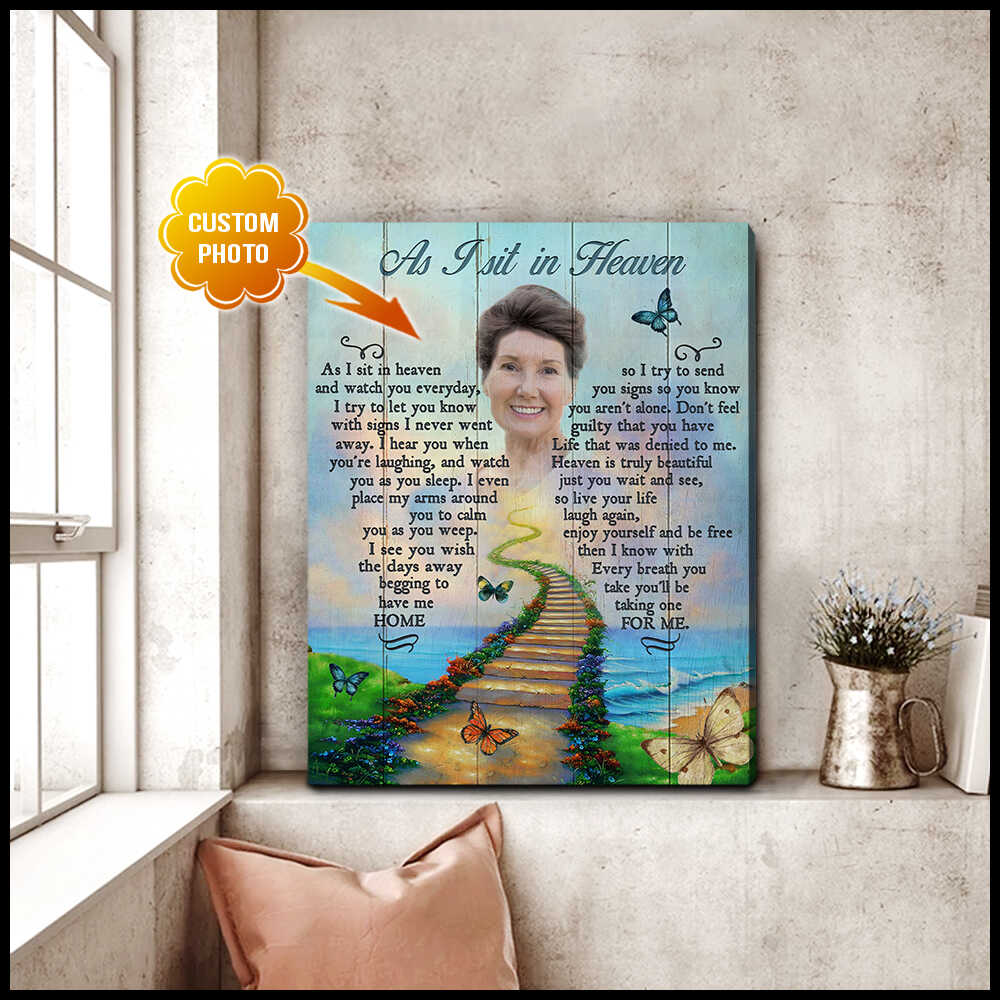 Custom Photo As I Sit In Heaven Butterfly Canvas Prints Wall Art Decor