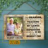 Custom Photo Baseball Grandpa And GrandChild Thank You Custom Wood Rectangle Sign