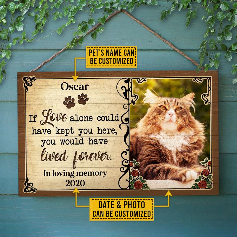 Custom Photo Cat Dog If Love Alone Photo Gift Pet Memorial Gift Custom Wood Rectangle Sign