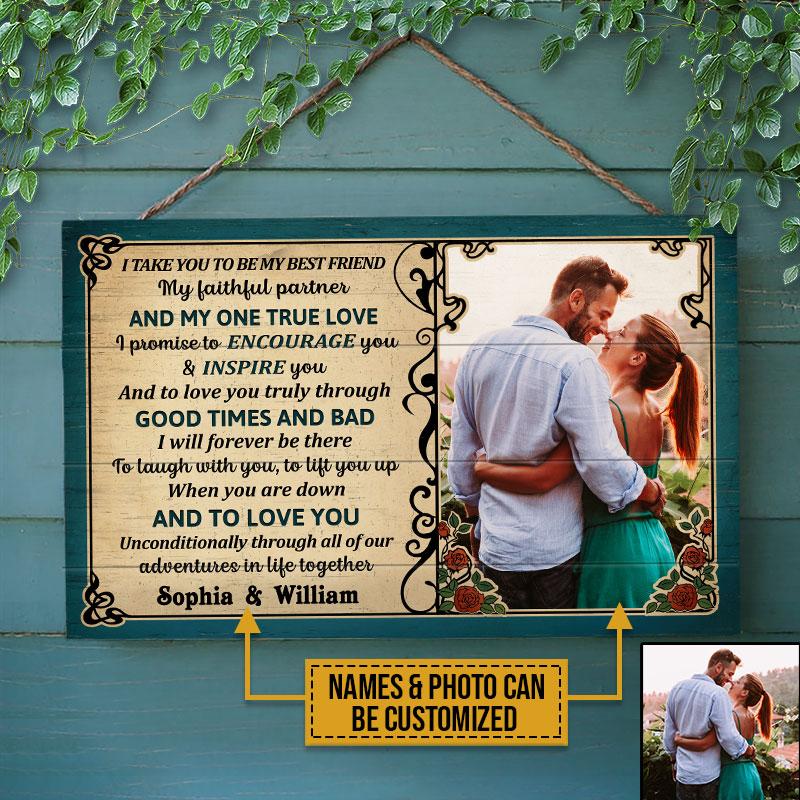 Custom Photo Couple Husband Wife Be My Best Friend Photo Gift Custom Wood Rectangle Sign