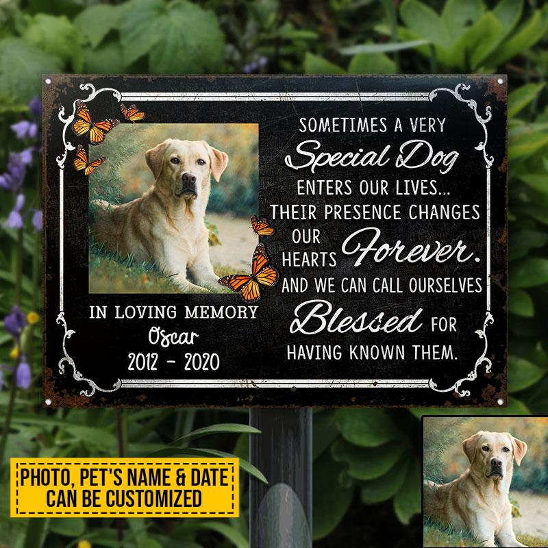 Custom Photo Dog Their Presences Change Our Hearts Photo Gift Pet Memorial Gift Custom Classic Metal Signs