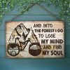 Cycling Into The Forest Customized Wood Rectangle Sign