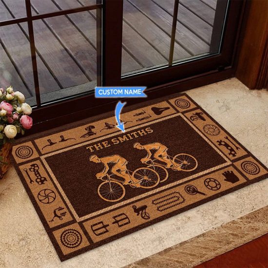 Cycling Personalized Custom Name Doormat Welcome Mat