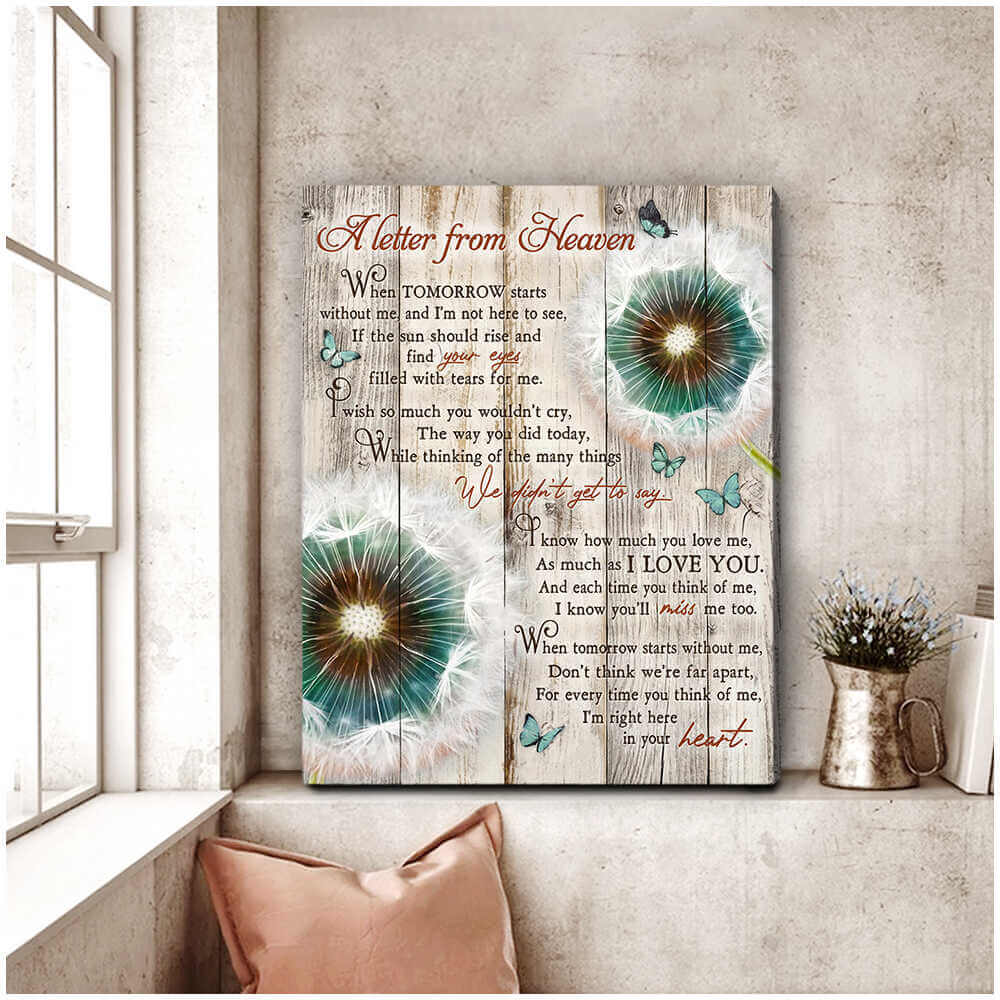 Dandelion And Butterflies Canvas A Letter From Heaven Wall Art Decor