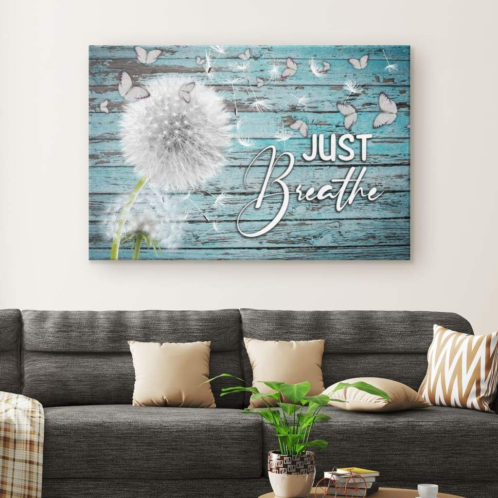 Dandelion Just Breathe Canvas Wall Art