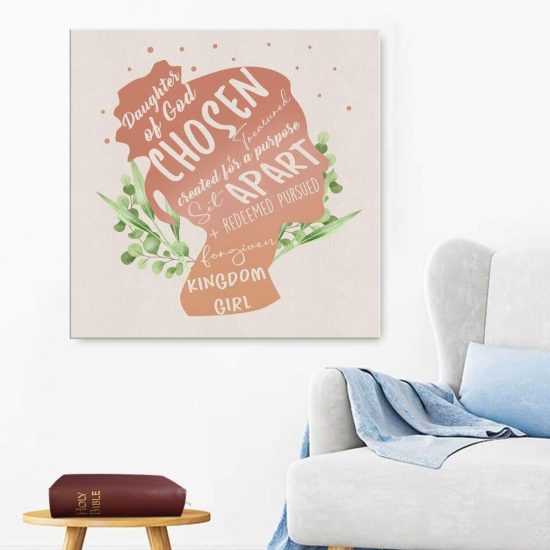 Daughter Of God Chosen And Treasured Christian Wall Art Canvas