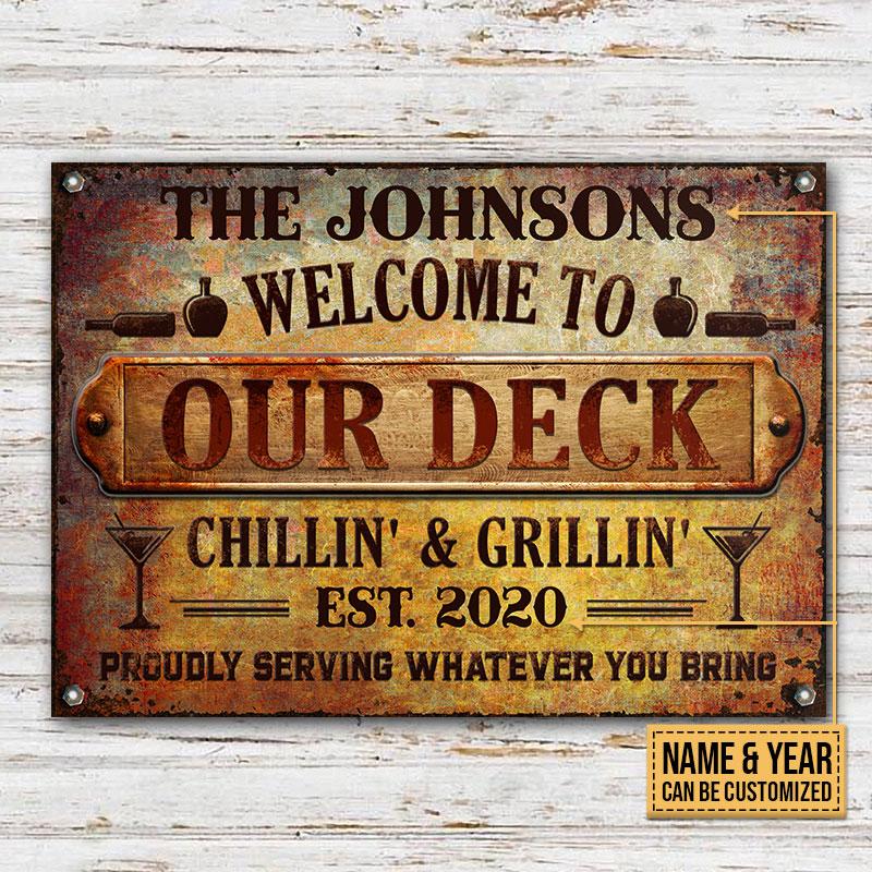 Deck Proudly Serving Whatever You Bring Rustic Custom Classic Metal ...