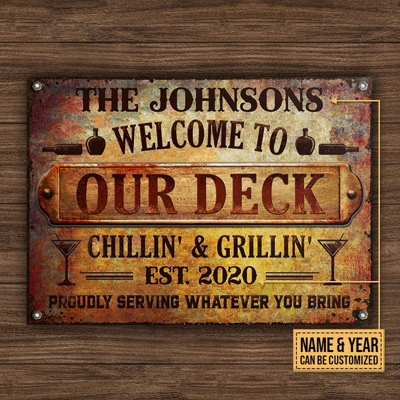 Deck Proudly Serving Whatever You Bring Rustic Custom Classic Metal 