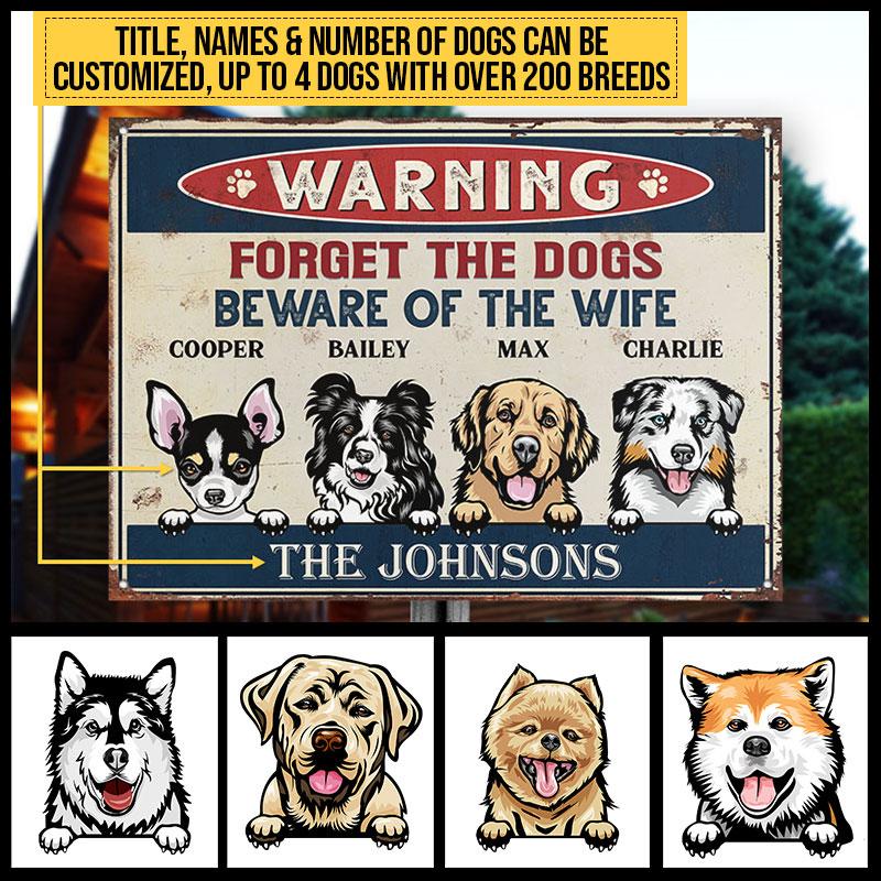 Dog Warning Beware Of Wife Custom Classic Metal Signs