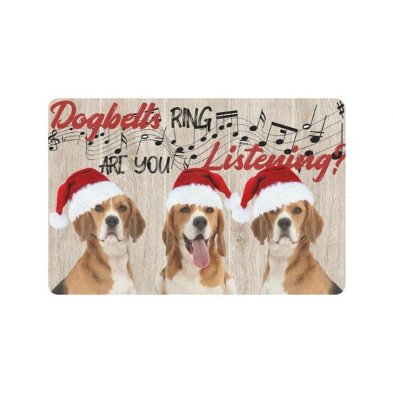 Dogbells Ring Are You Listening Beagle Rubber Lover Doormat Welcome Mat 1