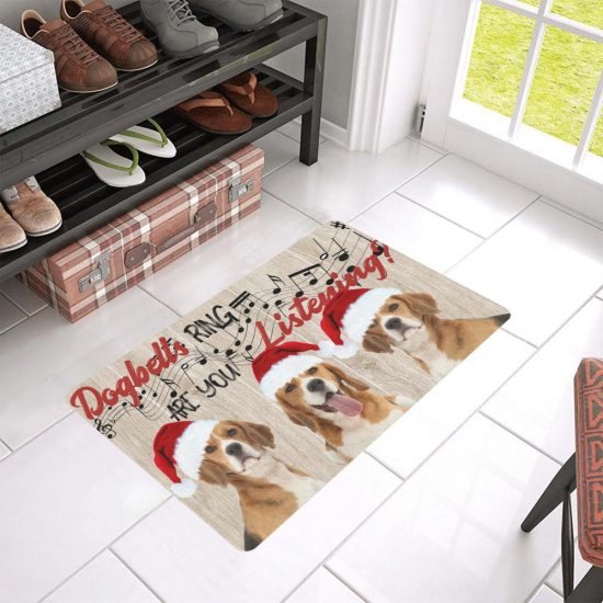 Dogbells Ring Are You Listening Beagle Rubber Lover Doormat Welcome Mat