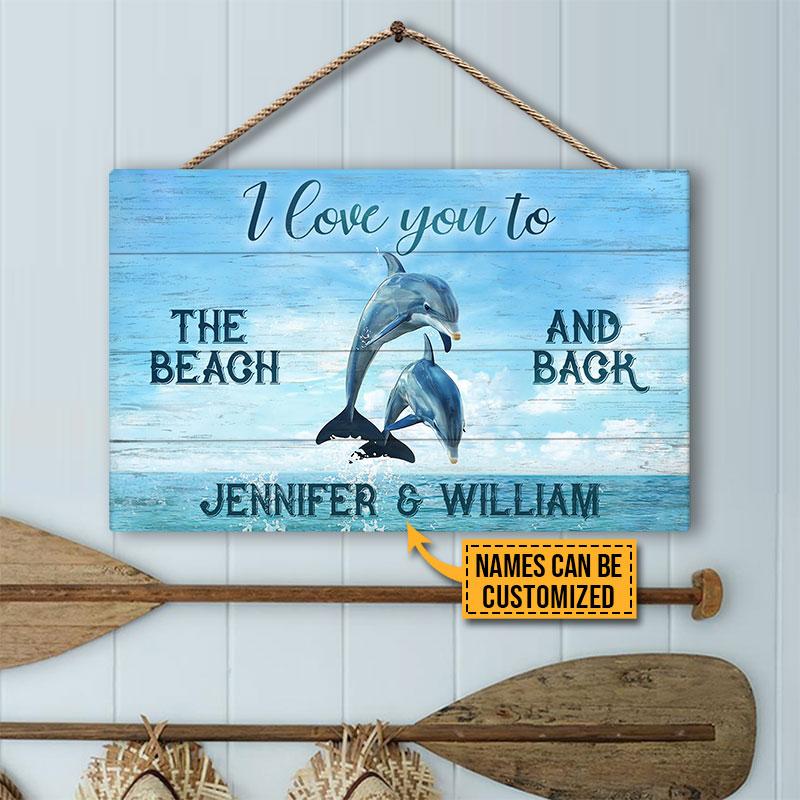 Dolphin I Love You Custom Wood Rectangle Sign