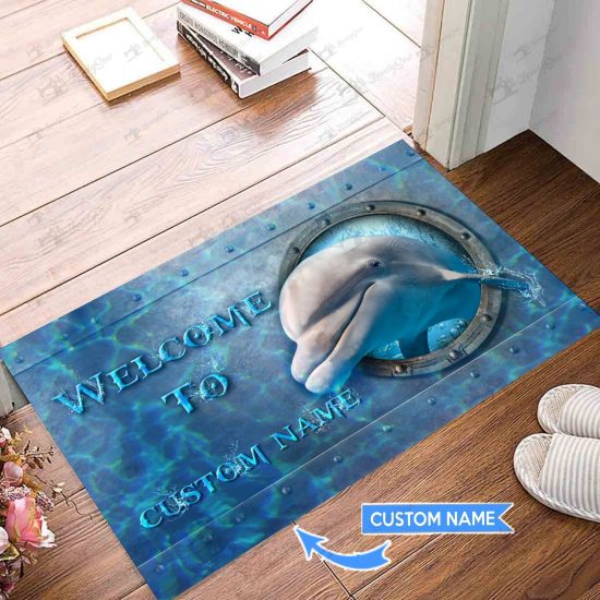 Dolphin Personalized Custom Name Doormat Welcome Mat