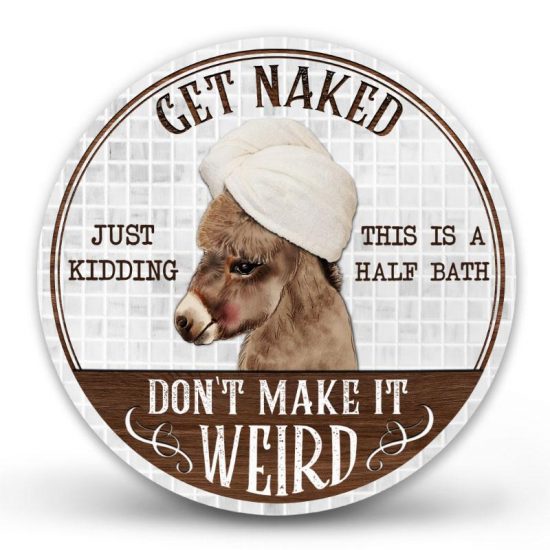 Donkey Half Bath Custom Wood Circle Sign, Donkey Gift, Farmhouse