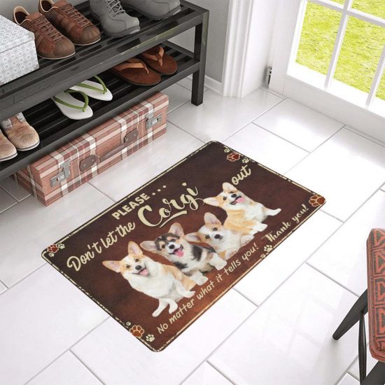 Don't Let The Corgi Out Dogs Lover Doormat Welcome Mat
