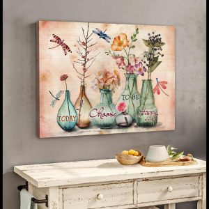 Dragonfly Canvas Today I Choose To Be Happy Wall Art Decor 2