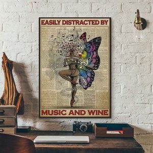 Easily Distracted By Music and Wine Yoga Canvas Prints Wall Art Decor