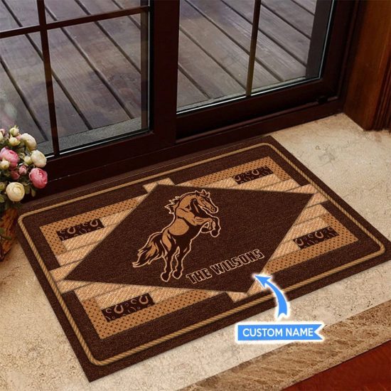 Enjoy The Ride Horse Personalized Custom Name Doormat Welcome Mat