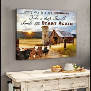 Every Day Is A New Beginning Cows And Farm Canvas Wall Art Farmhouse Decor 2