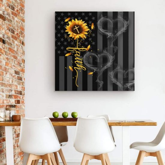 Faith Cross Sunflower Canvas Wall Art 1