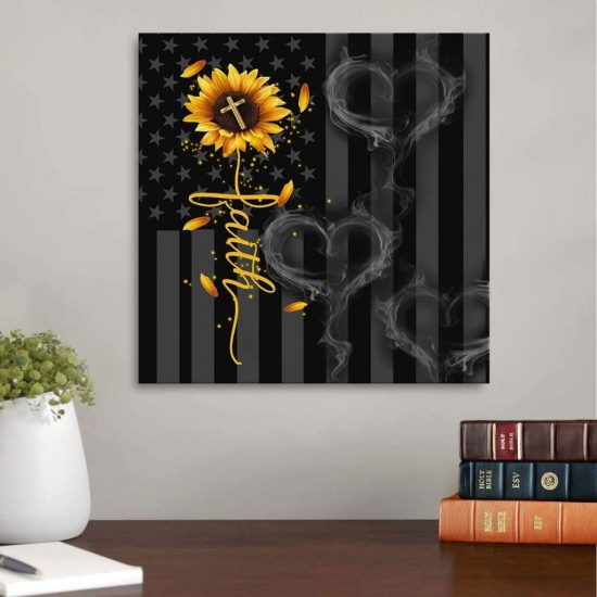 Faith Cross Sunflower Canvas Wall Art
