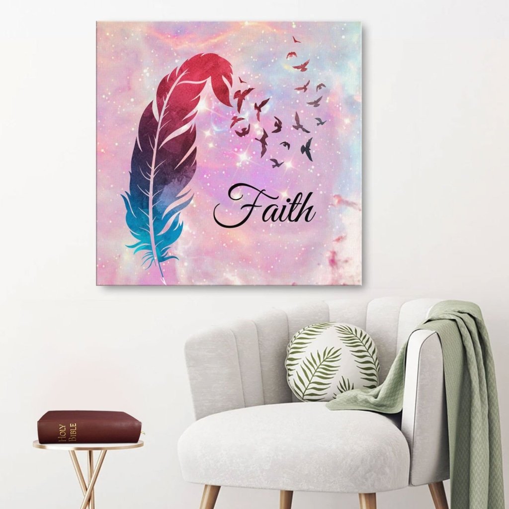 Faith Feather Canvas Wall Art