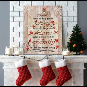 Faith Hope Love Family Cardinal Christmas Tree Canvas Prints Wall Art Decor