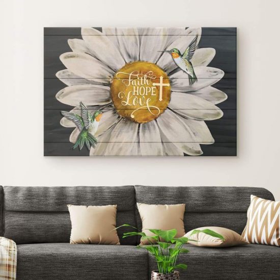 Faith Hope Love Hummingbird Sunflower Canvas - Christian Wall Art ...