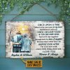Family Old Couple Husband Wife Once Upon A Time Custom Wood Rectangle Sign
