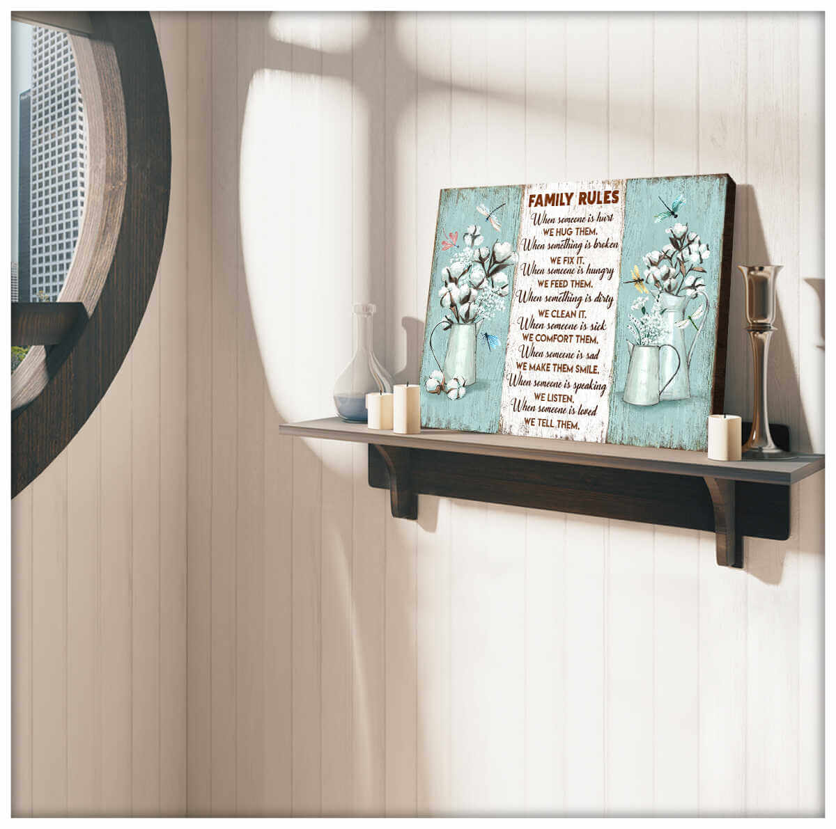 Family-Rules-Dragonfly-Canvas-Wall-Art-3 Family Rules Dragonfly Canvas Wall Art 3