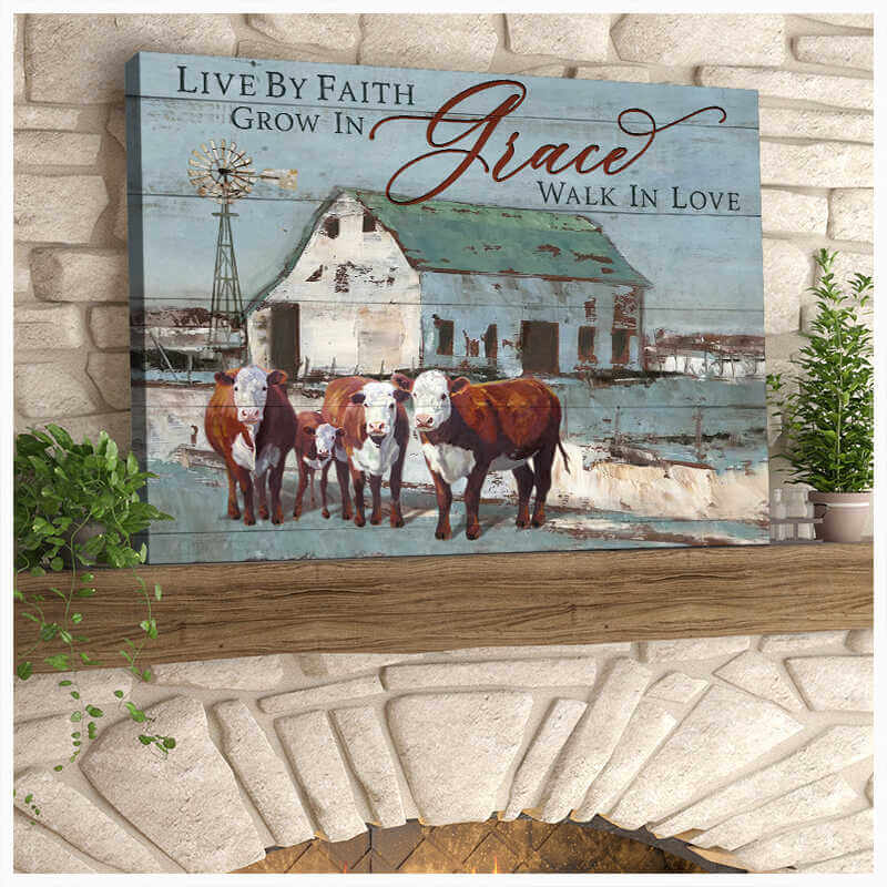 Farm-Farmhouse-Hereford-Cows-Canvas-Live-By-Faith-Wall-Art-Decor-2 Farm Farmhouse Hereford Cows Canvas Live By Faith Wall Art Decor 2