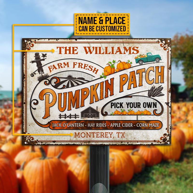 Farm Fresh Pumpkin Patch Custom Classic Metal Signs