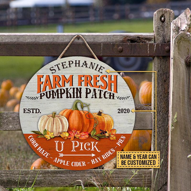 Farm Fresh Pumpkin Patch Custom Wood Circle Sign